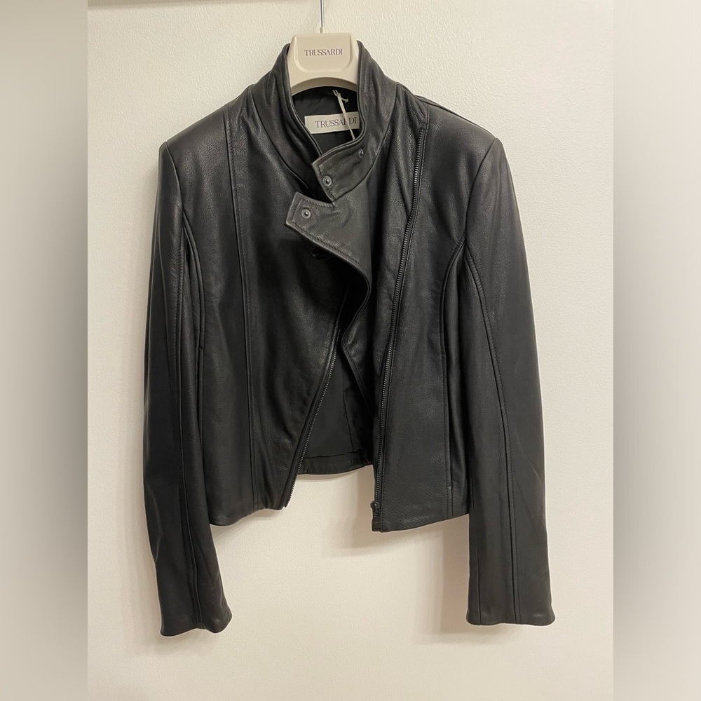 Trussardi Black Leather Jacket NWT
